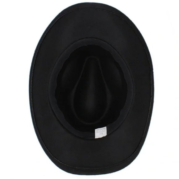 NEW Black Silver Concho Leather Band Embellished Felt Cowboy Cowgirl Wes main image 6
